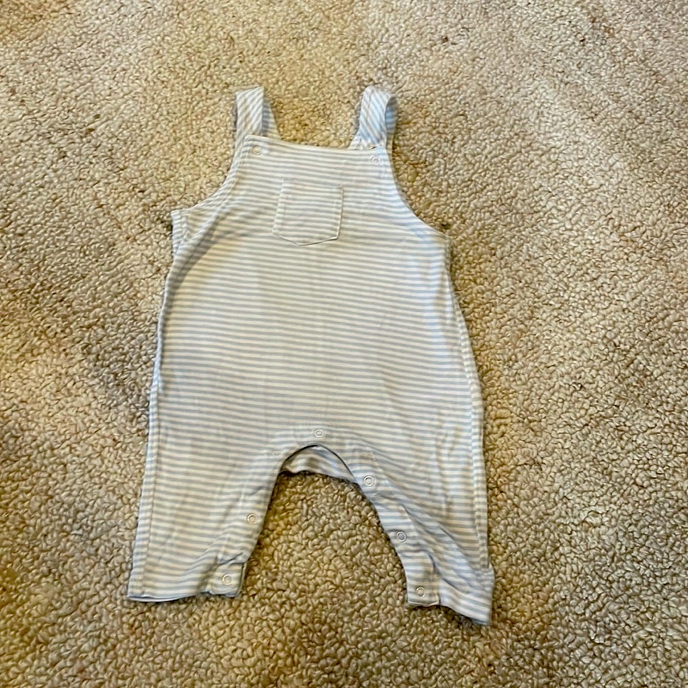 ANGEL DEAR | super soft and stretchy, blue and white striped overalls.